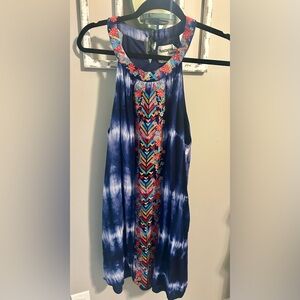 Savanna Jane / Anthropologie • tie dye embroidered halter dress